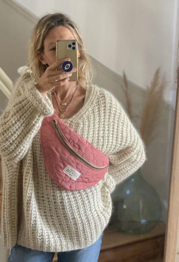 Sac Banane doudoune matelassée Rose ( différentes tailles) – Image 5