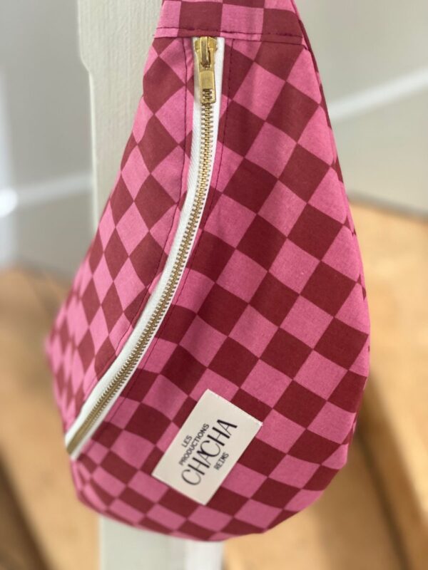 Sac Banane coton Damier rose ( différentes tailles ) – Image 2