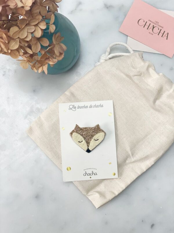 Broche pailletée Renard