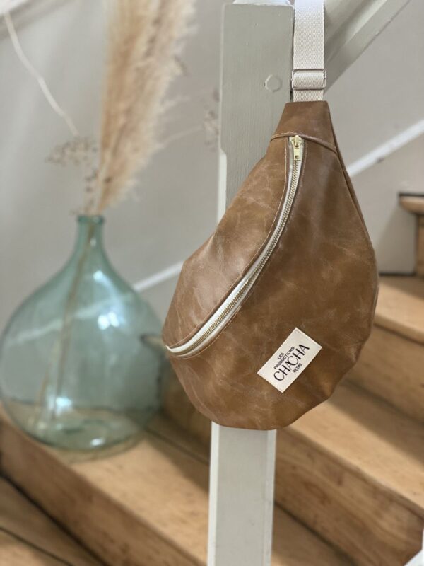 Sac Banane simili cuir cognac – Image 4