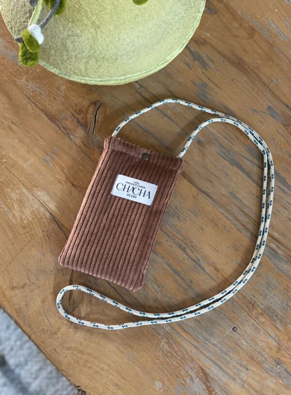 Pochette téléphone Velours Noisette