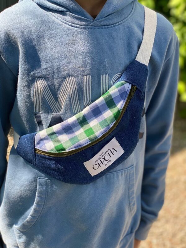 Sac Banane Kids en Jean et Vichy – Image 4