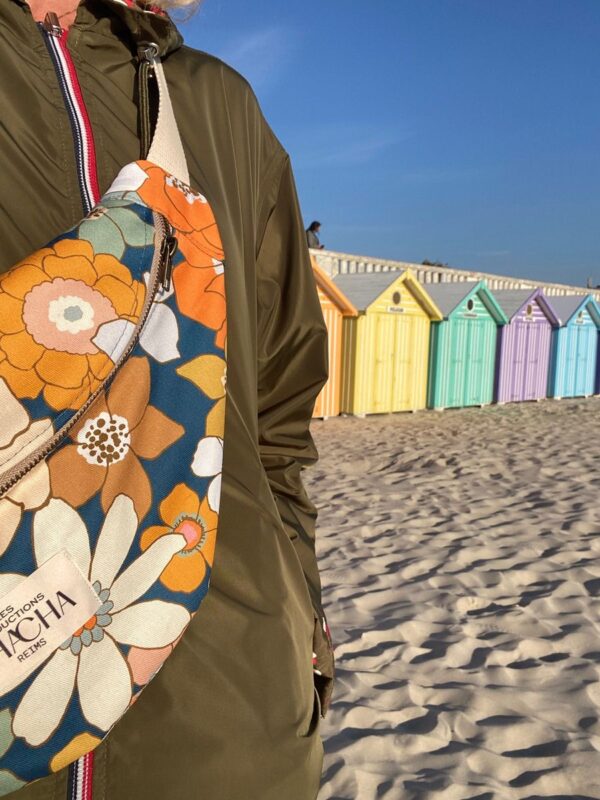 Sac Banane Flower Power Bleu – Image 3